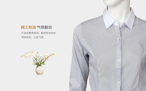 汕尾白領(lǐng)黑色對(duì)斜條女棉質(zhì)士長(zhǎng)袖襯衫